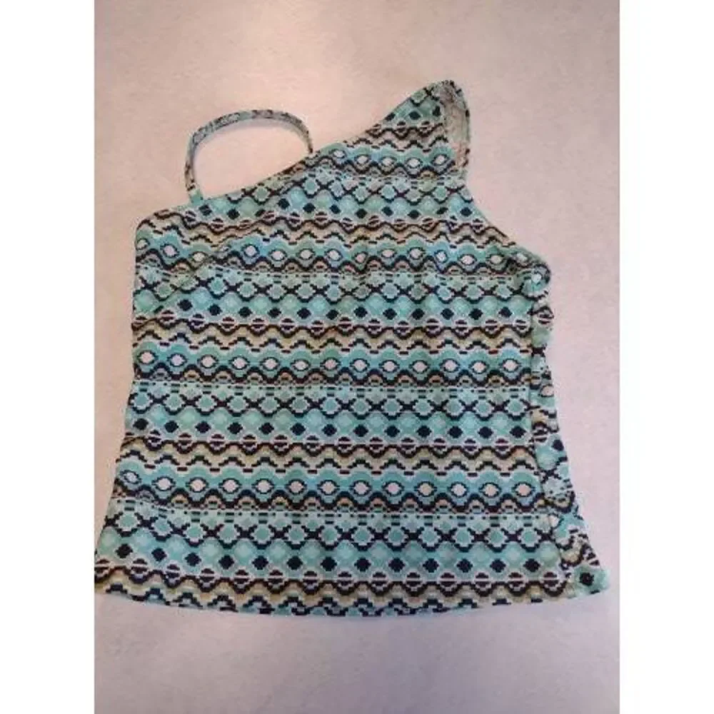 Lands End Girls Size 10 Slim 10S Tankini Top Swim Aztec Tribal Print